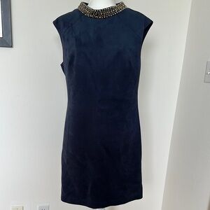 Vince Camuto Navy Dress with Embellished Collar